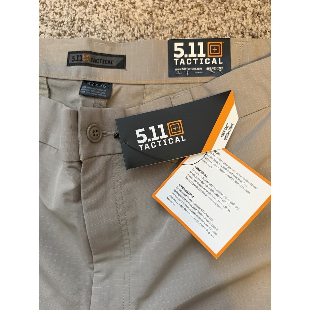 5.11 Tactical Fast-Tac Urban Pants Khaki 42x36 Mens NWT - Picture 4 of 6